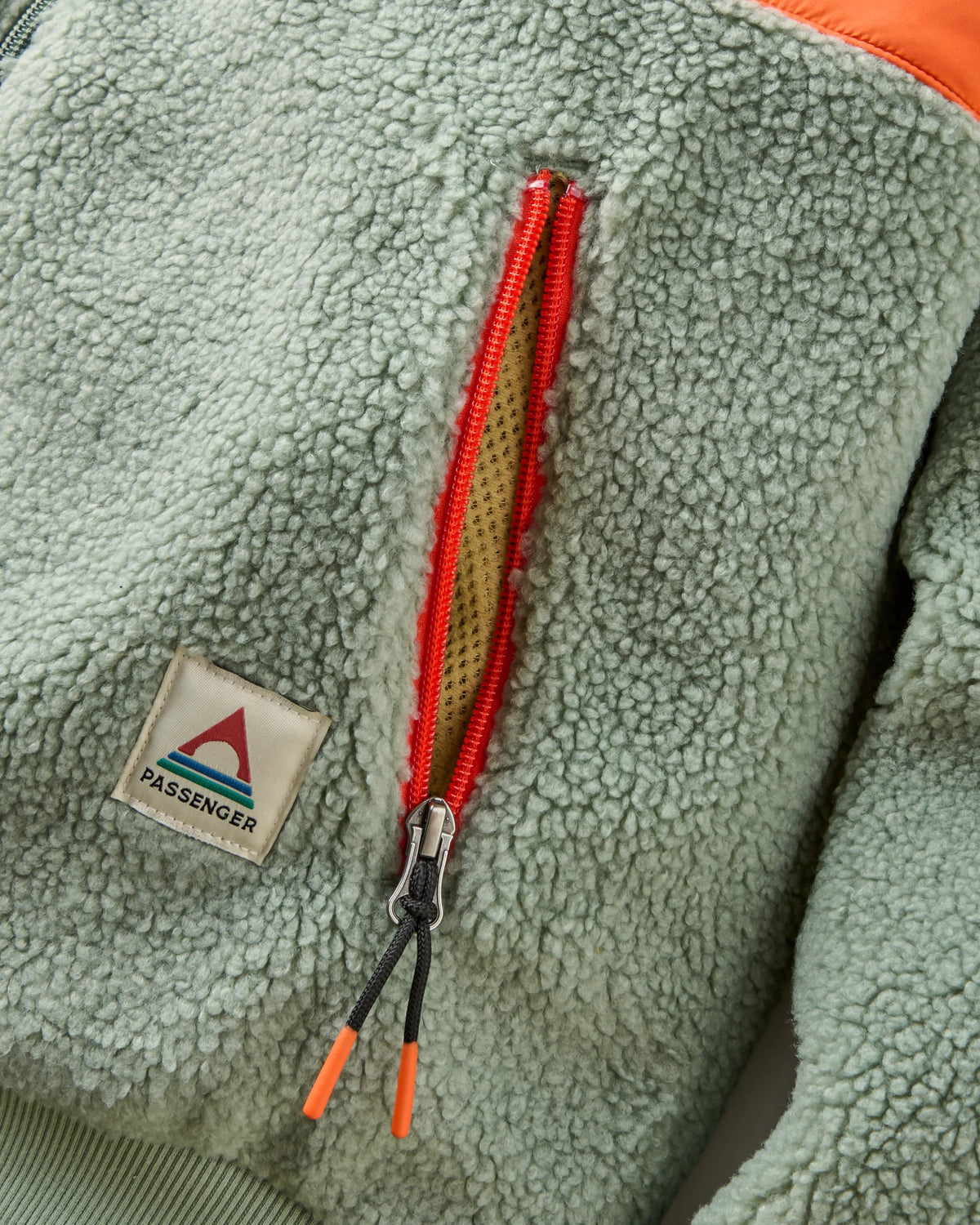 Joy Full Zip Lined Hooded Sherpa Fleece - Pistachio - Flatlay