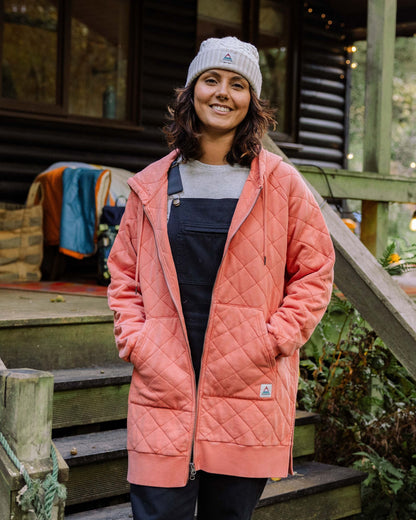 Getaway Recycled Quilted Full Zip Hoodie - Burnt Orange - Lifestyle