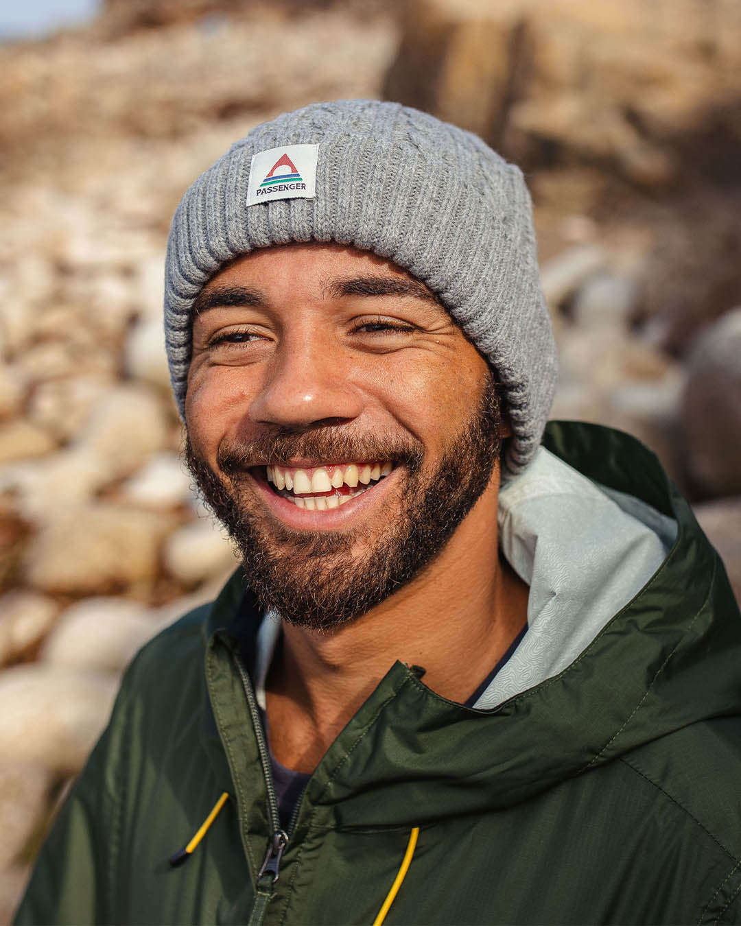 Male_Fireside Recycled Acrylic Cable Knit Beanie - Grey Marl