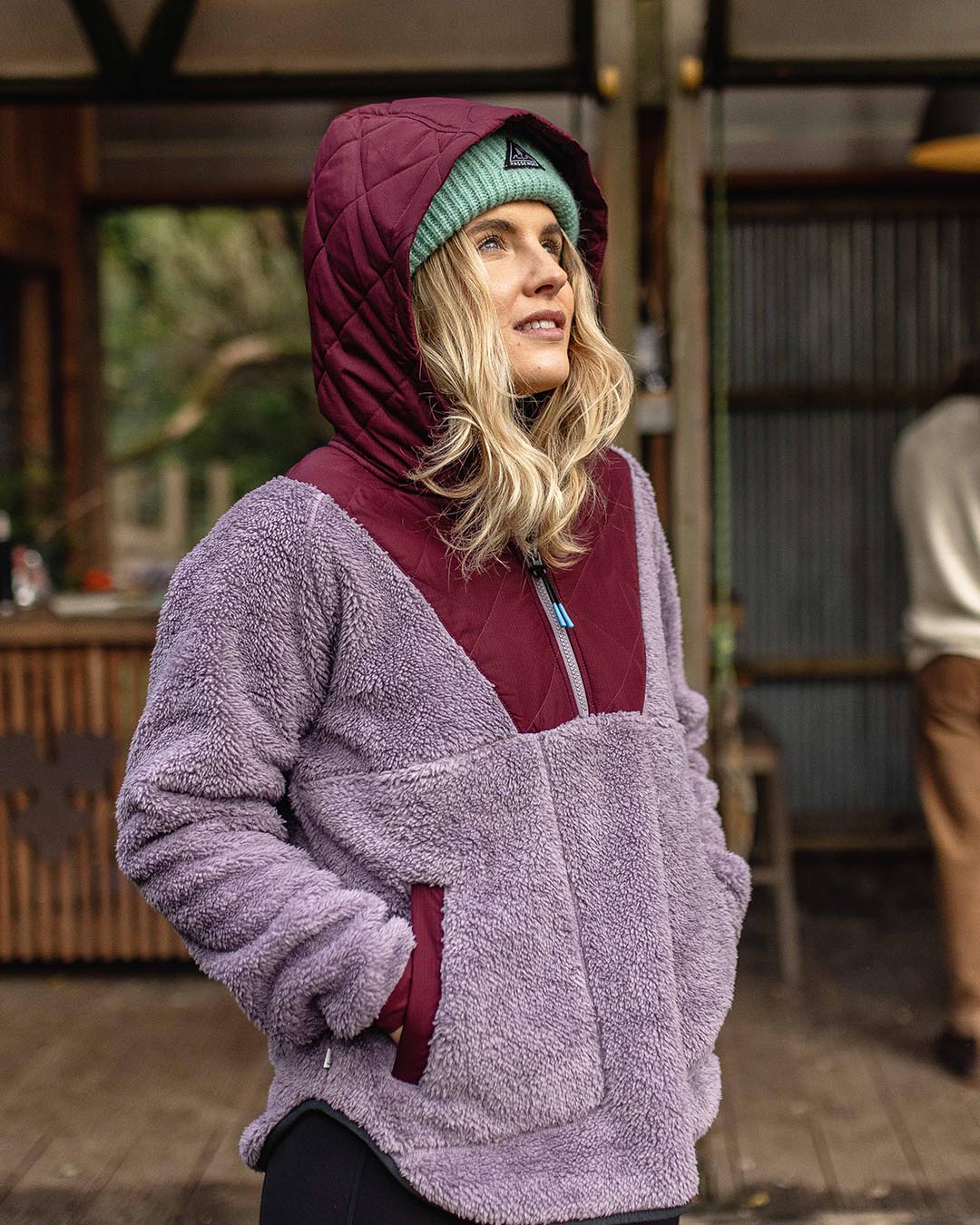 Beaumont Recycled Sherpa Hooded Fleece Dusty Lilac Passenger