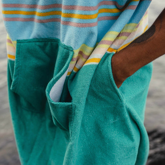 Male_Baja Recycled Towel Poncho - Sea Stripe