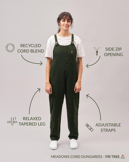 Meadows Cord Dungarees - Fir Tree