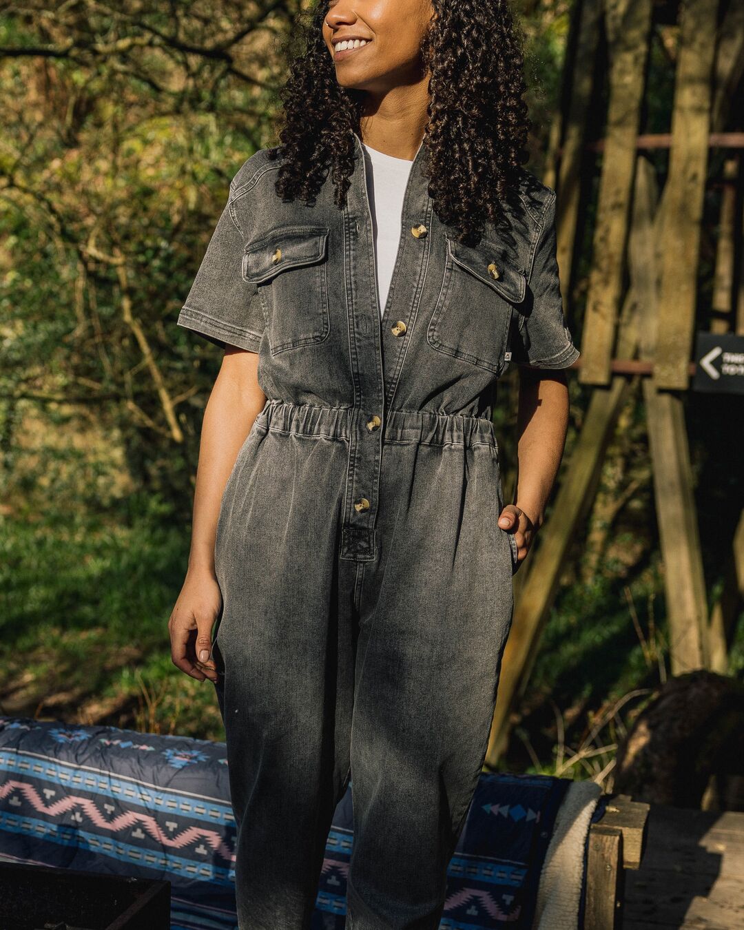 Black denim boilersuit on sale