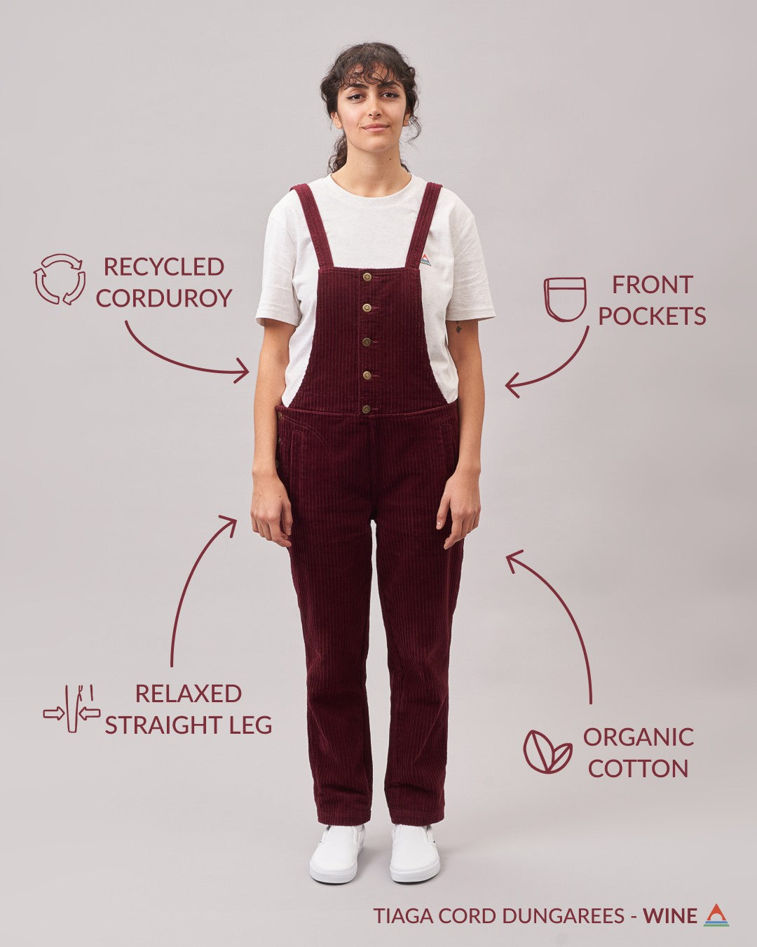 Tiaga Cord Dungarees - Wine